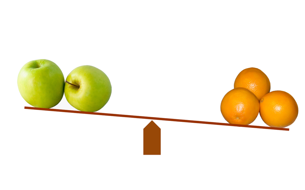 scales with apples and oranges