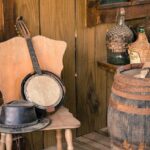 old west set with banjo