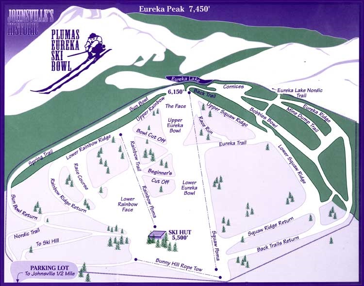 Old map of Johnsville Ski Bowl